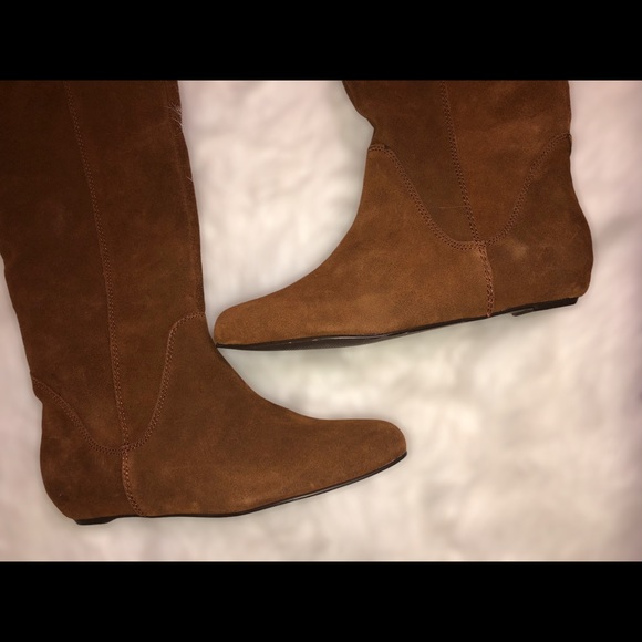 Steven by Steve Madden Hidden Heel Tan Brown Tall Knee High Boots - Picture 6 of 13